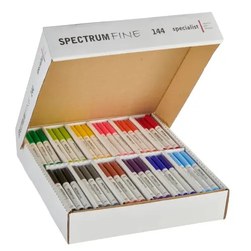 Specialist Crafts Spectrum Selection Fine Nib Fibre Felt Tip Colouring Pens - Standard Selection - Assorted - Pack of 144