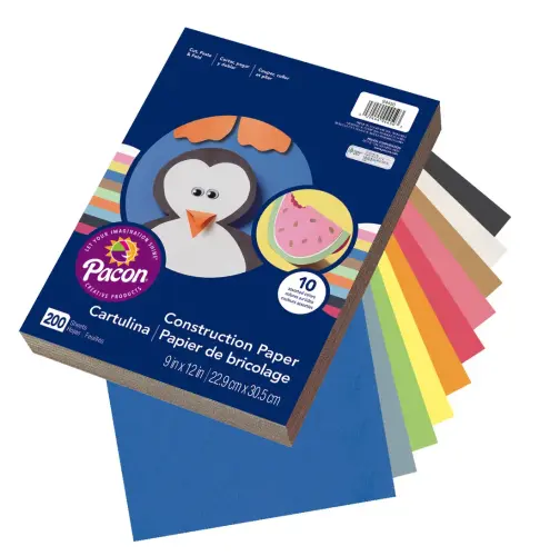 Super Value Construction Paper - 228 x 305mm - Assorted - Pack of 200