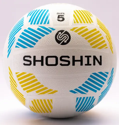 Shoshin Training Netball - White/Blue/Yellow - Size 4 - Pack of 8 with Bag