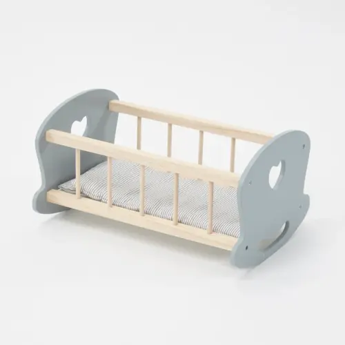 Role Play Grey & White Wooden Dolls Cradle - 420 x 290 x 220mm - Each