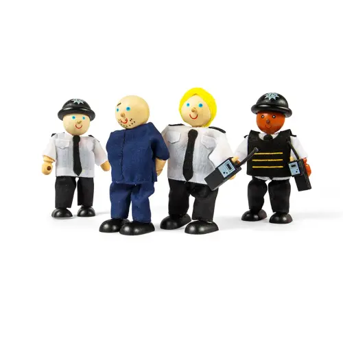 Tidlo Wooden Police Officers & Prisoner - 11cm - Assorted - Pack of 4