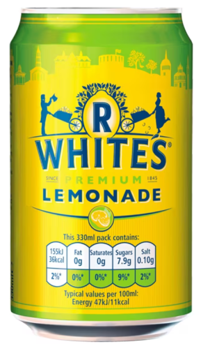 R White's Premium Lemonade Can 330ml x 24