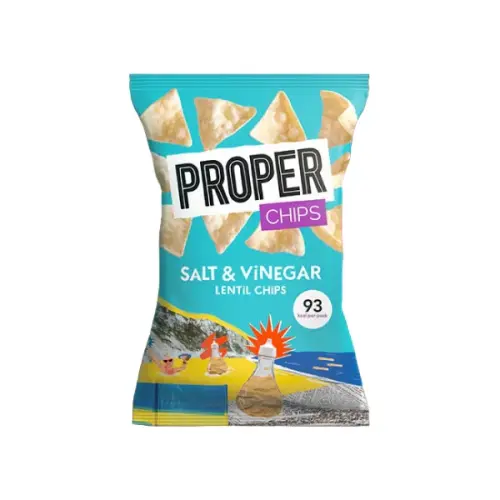 Properchips Salt & Vinegar Lentil Chips (GF) (Vegan) (B Corp) 20g x 24