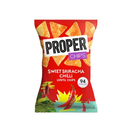 Properchips Sweet Sriracha & Chilli Lentil Chips (GF) (Vegan) (B Corp) 20g x 24