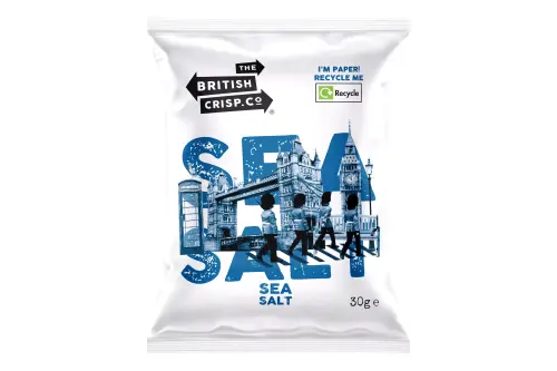 British Crisp Co Sea Salt Crisps Fully Recyclable Paper Bag 30g x 24