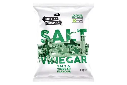British Crisp Co Salt & Vinegar Crisps Fully Recyclable Paper Bag 30g x 24