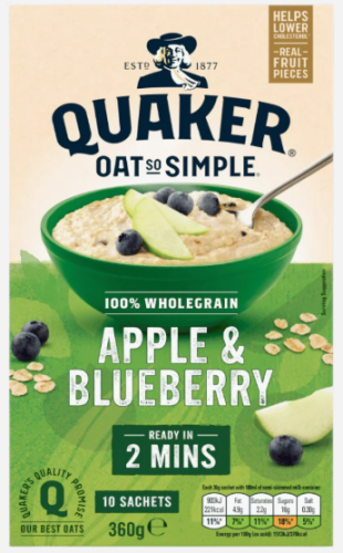 Quaker Oat So Simple Apple & Blueberry Porridge Sachets 36g x 10