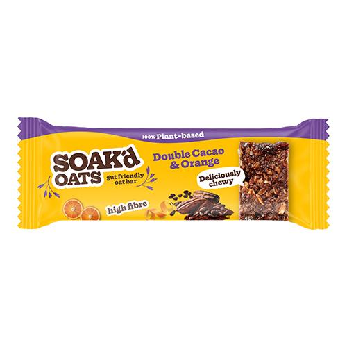 Soak'd Oats Double Cacao & Orange Oat Bar (Vegan) (GF) 42g x 16