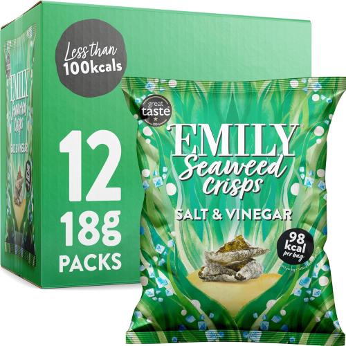 Emily Seaweed Crisps Salt & Vinegar (Vegan) (GF) (B Corp) 18g x 12