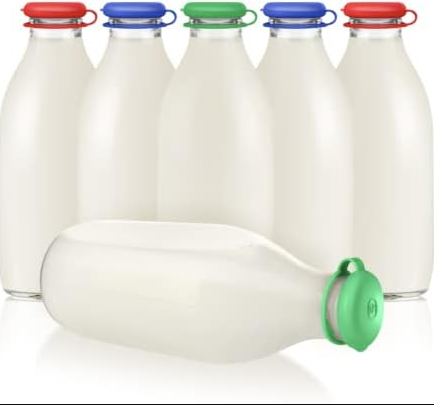Milk Topz Reusable Silicone Milk Bottle Top Assorted Colours x 6
