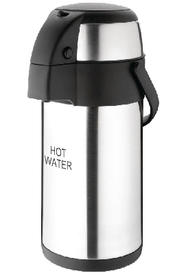 Olympia Pump Action Airpot Etched 'Hot Water' 3ltr Stainless Steel Double Wall Ref DP129