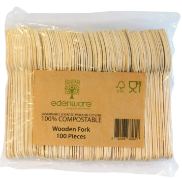 Compostable Wooden Forks x 100