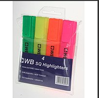Highlighter Pens Assorted PK4