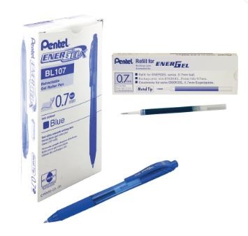 Pentel EnerGel X Retractable Gel Pen Medium Blue (Pack of 12) BL107/14-C