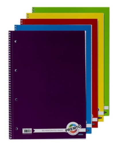 Premto A4 160pg Spiral Notebook - Assorted Colours - Pack 10