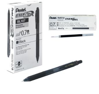 Pentel EnerGel X Retractable Gel Pen Medium Black (Pack of 12) BL107-AX