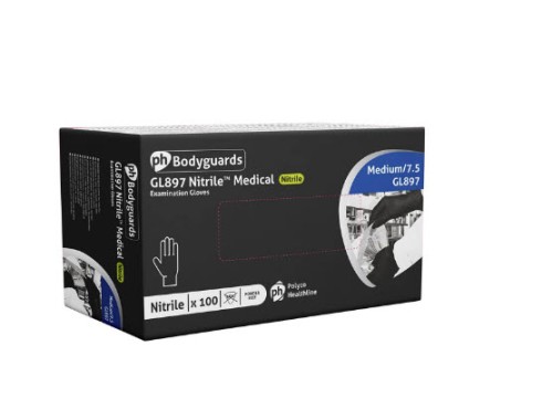 Nitrile Powder Free Medium Gloves - Black box of 100