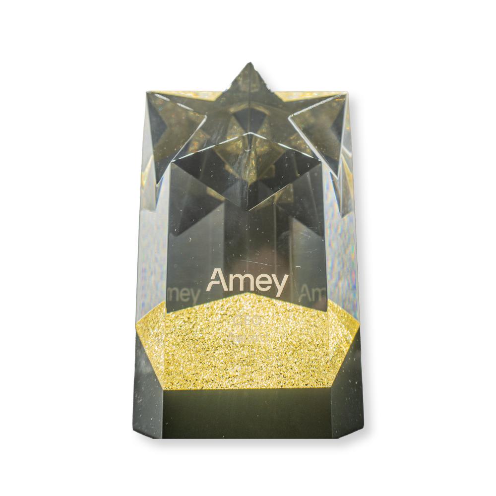Glass Star Column Trophy