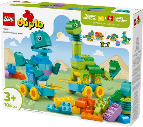 LEGO DUPLO Town 3in1 Dinosaurs on Wheels Learn-Through-Play Toddler Toy 10451