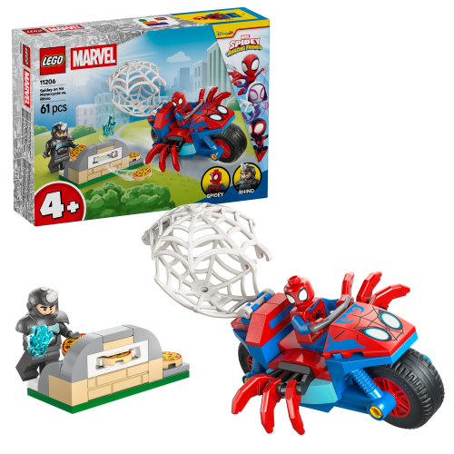 LEGO Marvel Spidey And His Amazing Friends Spidey on his Motorcycle vs. Rhino 11206