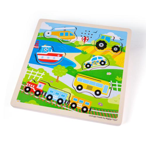 Bigjigs Toys Sound Puzzle - Transport & Vehicles Sensory Toy