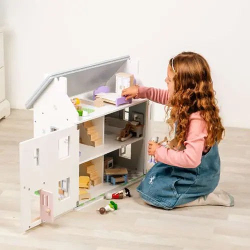 Bigjigs Dolls House Furniture Set- Kids Wooden Doll House Accessories Pack