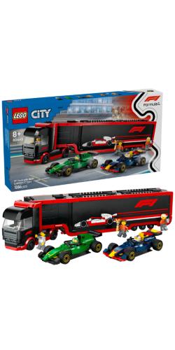 LEGO City F1 Truck with RB20 & AMR24 F1 Cars Toy Racing Transporter Set