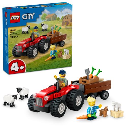 LEGO City Red Farm Tractor with Trailer & Sheep Toy, Playset for Kids 60461