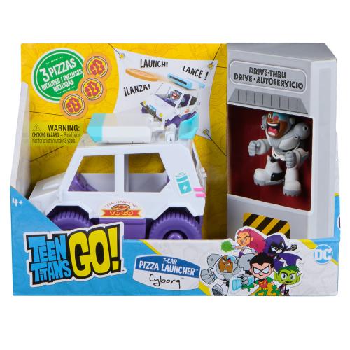 Teen Titans Go T Car Pizza Launcher Cyborg Action Figure Set