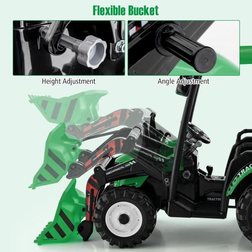 12 Volt Tractor and Trailer with Roof & Front Loader - Toymaster - Fagan Toys