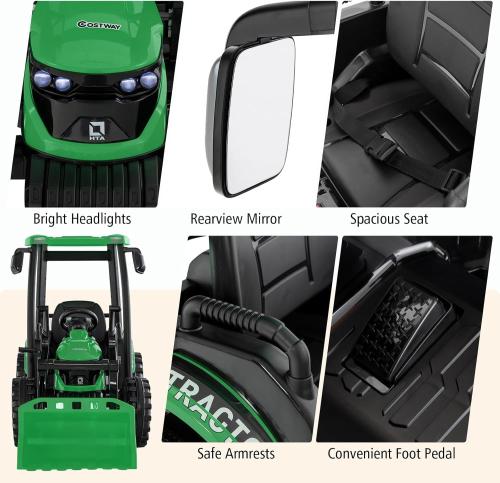 12 Volt Tractor and Trailer with Roof & Front Loader - Toymaster - Fagan Toys