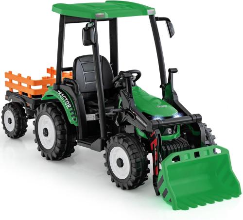 12 Volt Tractor and Trailer with Roof & Front Loader - Toymaster - Fagan Toys