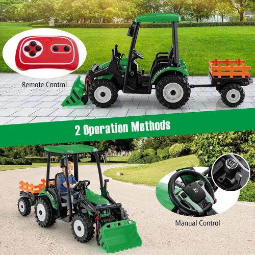 12 Volt Tractor and Trailer with Roof & Front Loader - Toymaster - Fagan Toys