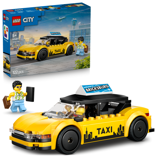 LEGO City Yellow Taxi - Model Car Kit with 2 Minifigures 60487
