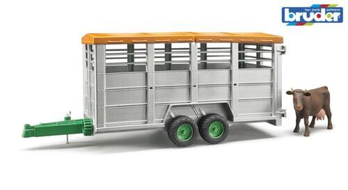 Bruder Livestock Trailer with 1 Cow - Cattle Trailer