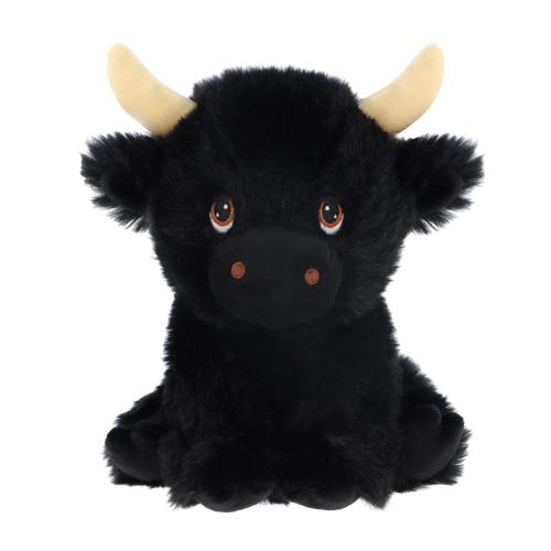 18cm Keeleco Black Shaggy Cow Soft Toy