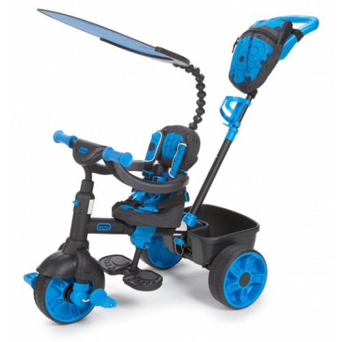 Little Tikes 4-in-1 Ride On Trike, Deluxe Edition, Neon Blue Tricycle