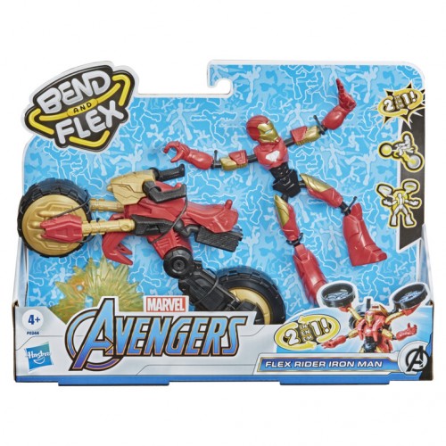 Marvel Bend and Flex, Flex Rider Iron Man and 2-In-1 Motorcycle