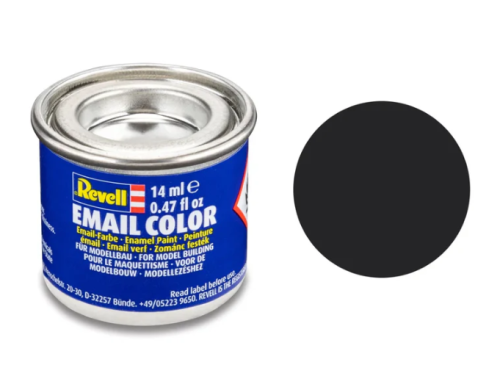 Revell Matt "Tar Black" (RAL 9021) Enamel Color - 14ml