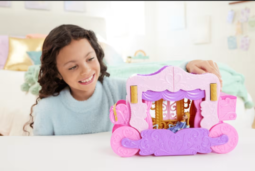 Disney Princess Carriage To Castle Transforming Playset With Aurora Small Doll