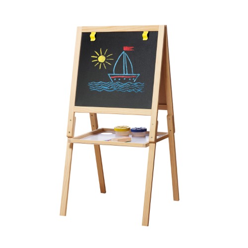 Wooden Easel with Chalk Board and Magnetic White Board