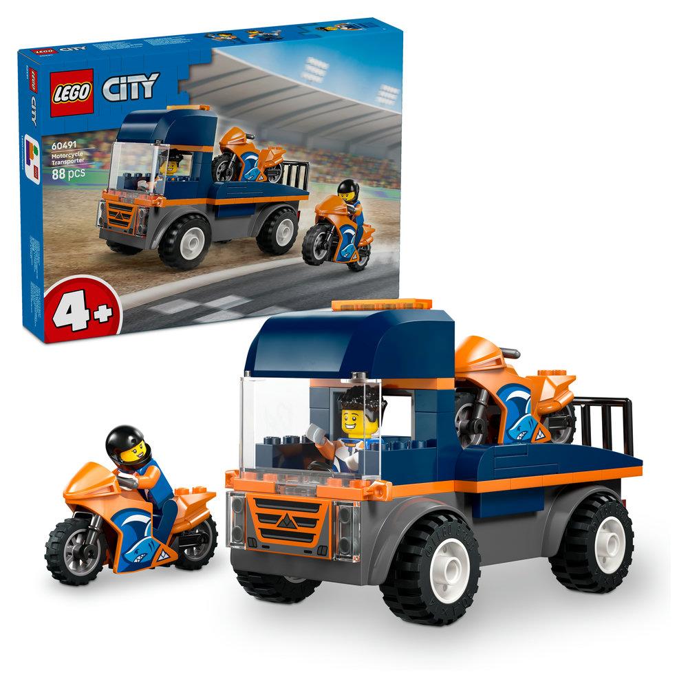 LEGO City Motorcycle Transporter Toy and 2 Minifigures 60491 - Lego - Fagan Toys