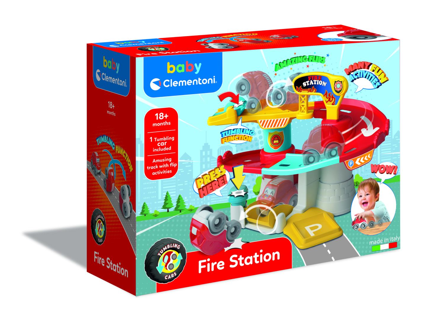 Baby Clementoni Tumbling Cars Fire Station -  - Fagan Toys