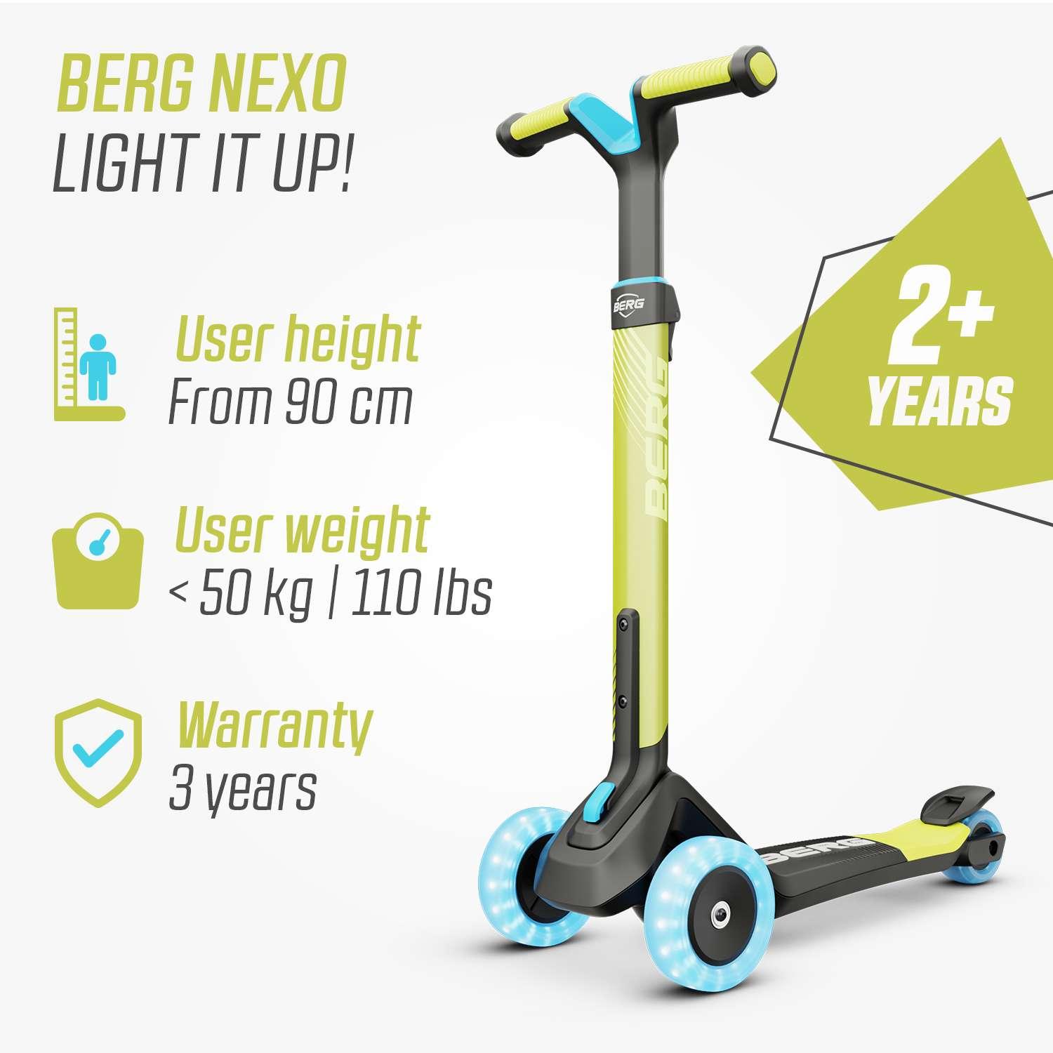 BERG Nexo Foldable Lights LED-deck Lime Scooter - Toymaster - Fagan Toys