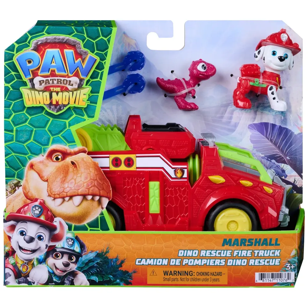 PAW Patrol: The Dino Movie Vehicle Marshall Dino Rescue Fire Truck with Rhubarb -  - Fagan Toys