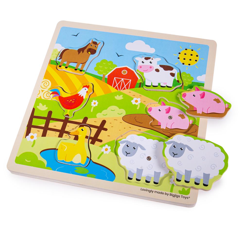 Bigjigs Toys Sound Puzzle - Farm Animals Sensory Toy - Bigjigs - Fagan Toys