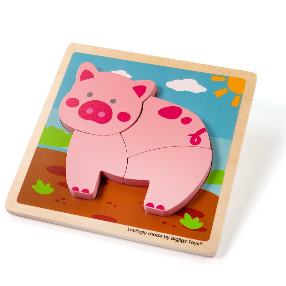 Bigjigs Toys Chunky Lift-Out Puzzle - Pig - Bigjigs - Fagan Toys