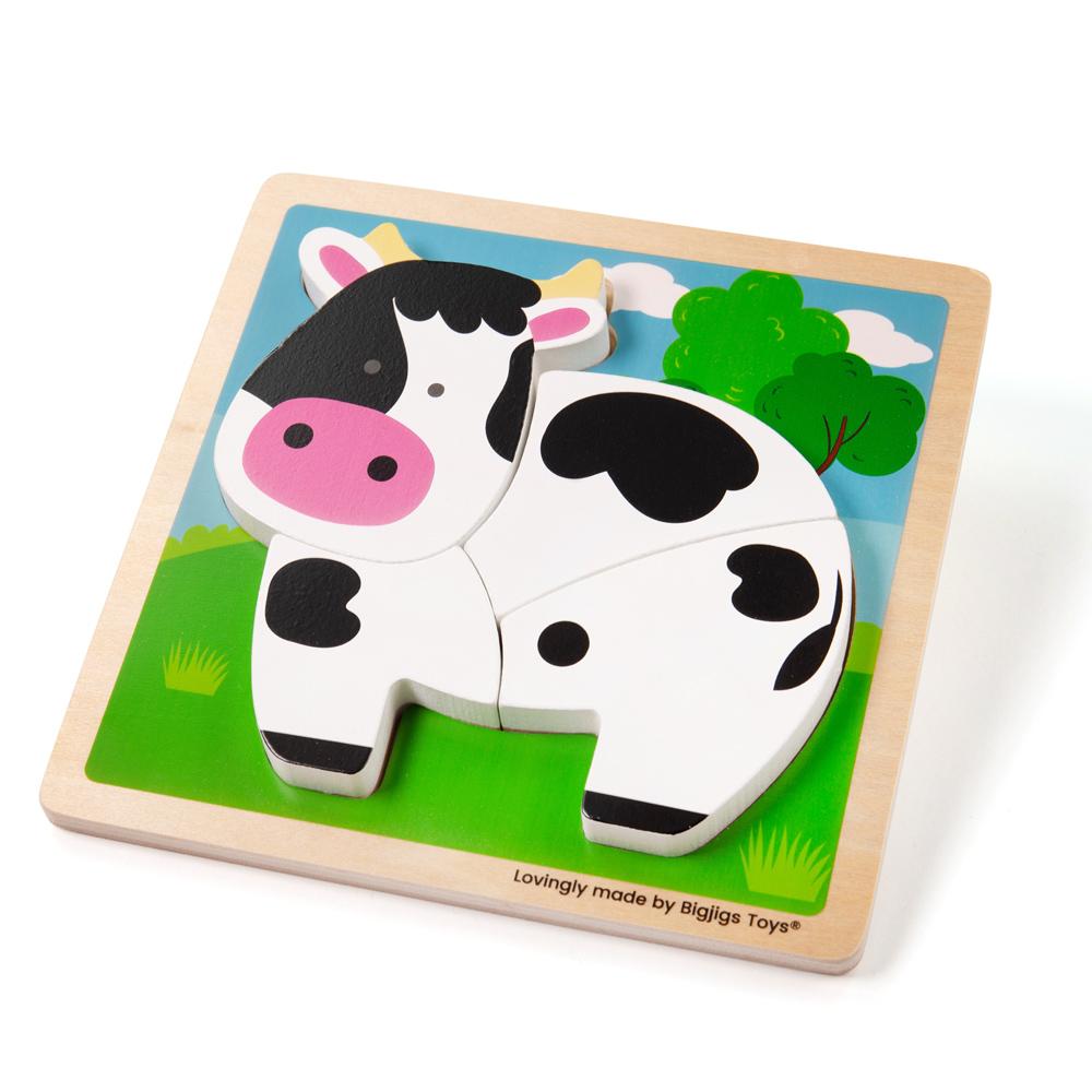 Bigjigs Toys Chunky Lift-Out Puzzle - Cow - Bigjigs - Fagan Toys