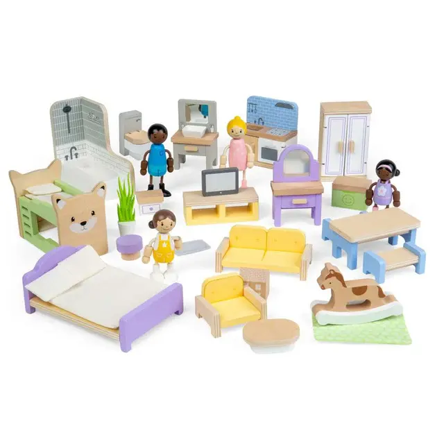 Bigjigs Dolls House Furniture Set- Kids Wooden Doll House Accessories Pack -  - Fagan Toys