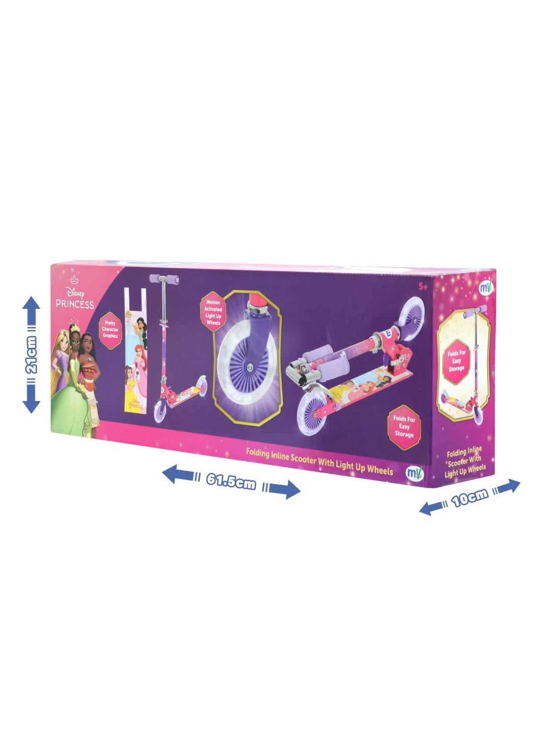Disney Princess Kids Folding Inline Scooter With Motion-Activated Light-Up LED Wheels -  - Fagan Toys